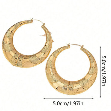 1 Pair Exaggerated Simple Style Solid Color Pleated Titanium Steel Iron Imitation Gold  Gold Plated Earrings