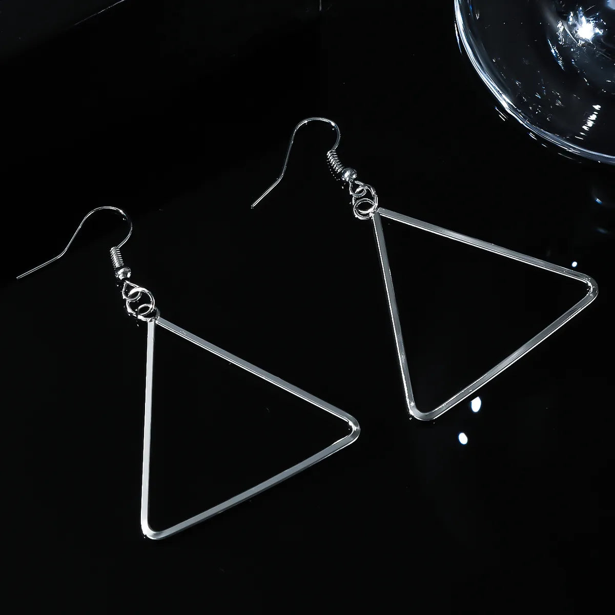 1 Pair Exaggerated Simple Style Triangle Round Alloy Drop Earrings