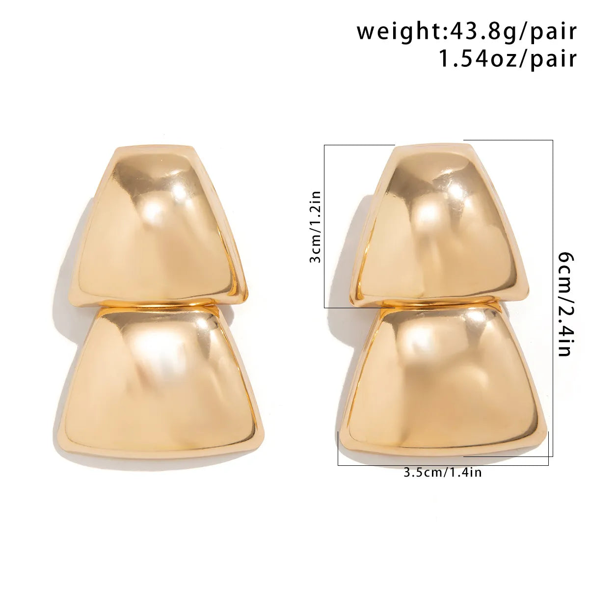 1 Pair Exaggerated Simple Style Water Droplets Heart Shape Plating Metal Drop Earrings