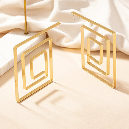 1 Pair Exaggerated Square Plating Alloy Gold Plated Hoop Earrings