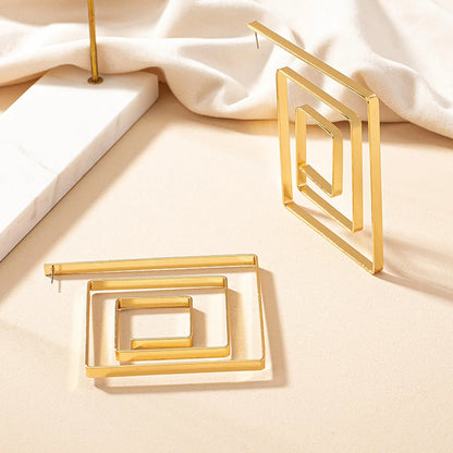 1 Pair Exaggerated Square Plating Alloy Gold Plated Hoop Earrings