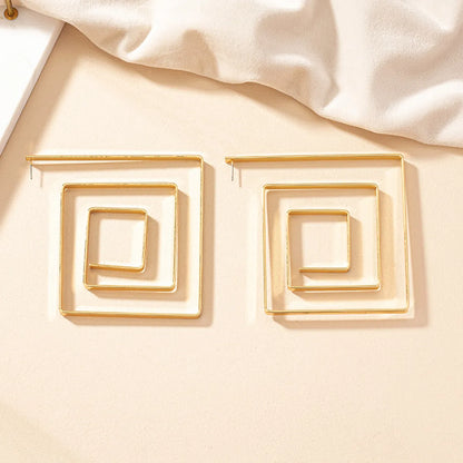 1 Pair Exaggerated Square Plating Alloy Gold Plated Hoop Earrings