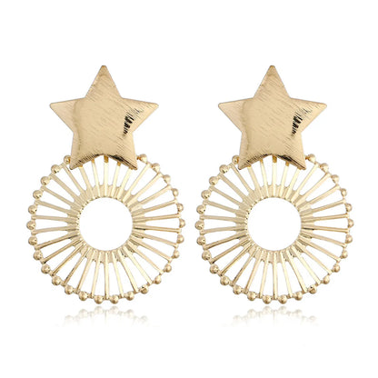 1 Pair Exaggerated Star Plating Iron Drop Earrings