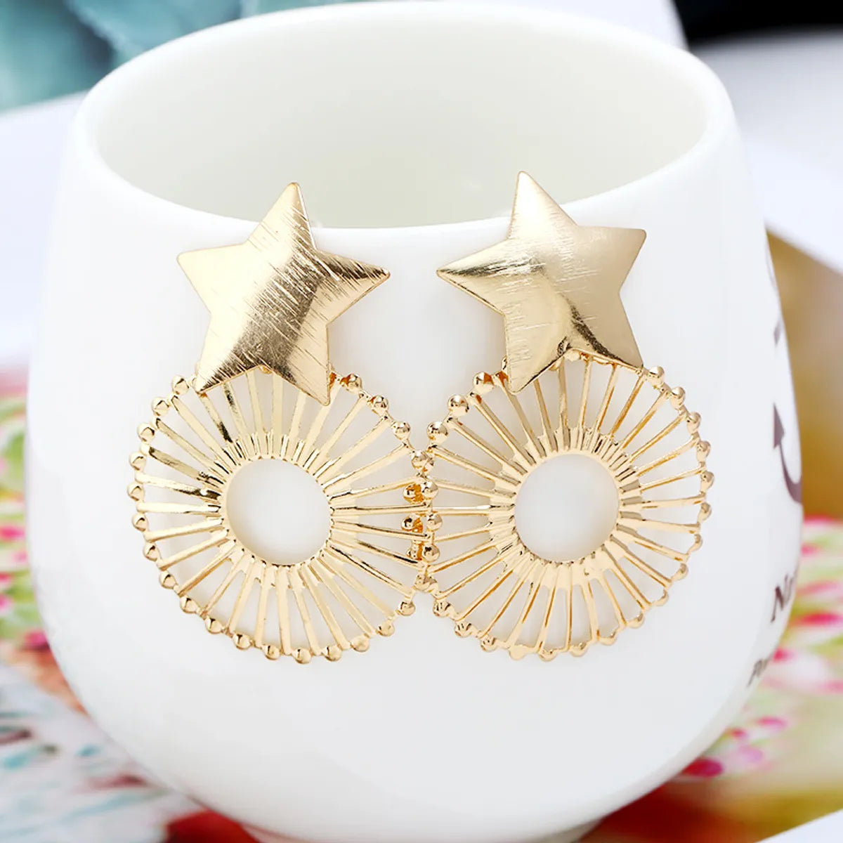 1 Pair Exaggerated Star Plating Iron Drop Earrings