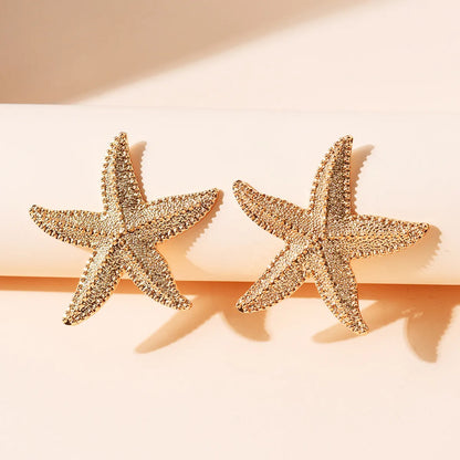 1 Pair Exaggerated Starfish Plating Alloy Ear Studs