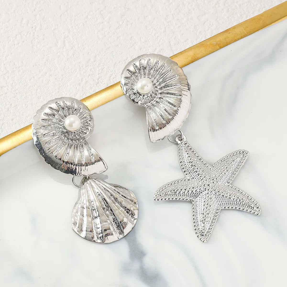 1 Pair Exaggerated Starfish Plating Alloy Ear Studs