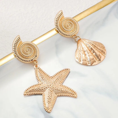 1 Pair Exaggerated Starfish Plating Alloy Ear Studs