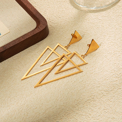 1 Pair Exaggerated Streetwear Triangle Plating Stainless Steel Drop Earrings