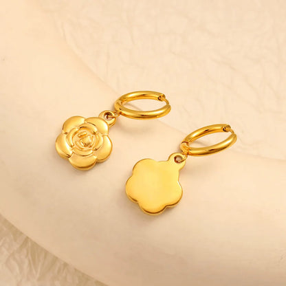 1 Pair Exaggerated Sweet Commute Flower Plating 304 Stainless Steel 316 Stainless Steel  18K Gold Plated Drop Earrings