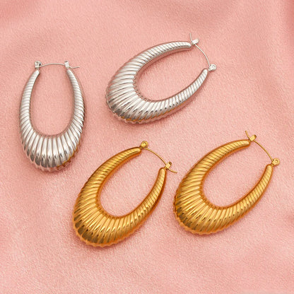 1 Pair Exaggerated U Shape Plating 304 Stainless Steel 18K Gold Plated Hoop Earrings