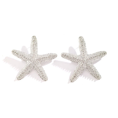 1 Pair Exaggerated Vacation Beach Starfish Plating Alloy Drop Earrings