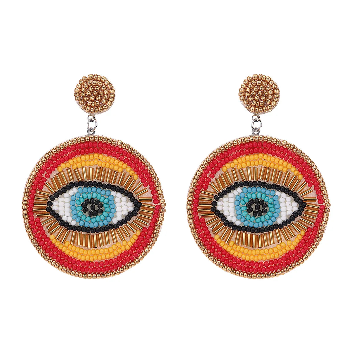 1 Pair Exaggerated Vacation Bohemian Devil'S Eye Beaded Glass Drop Earrings