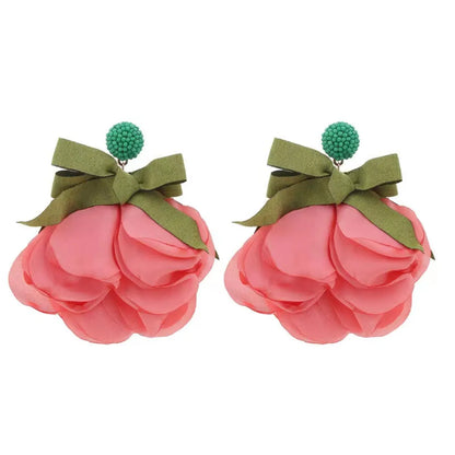 1 Pair Exaggerated Vacation Flower Cloth Drop Earrings