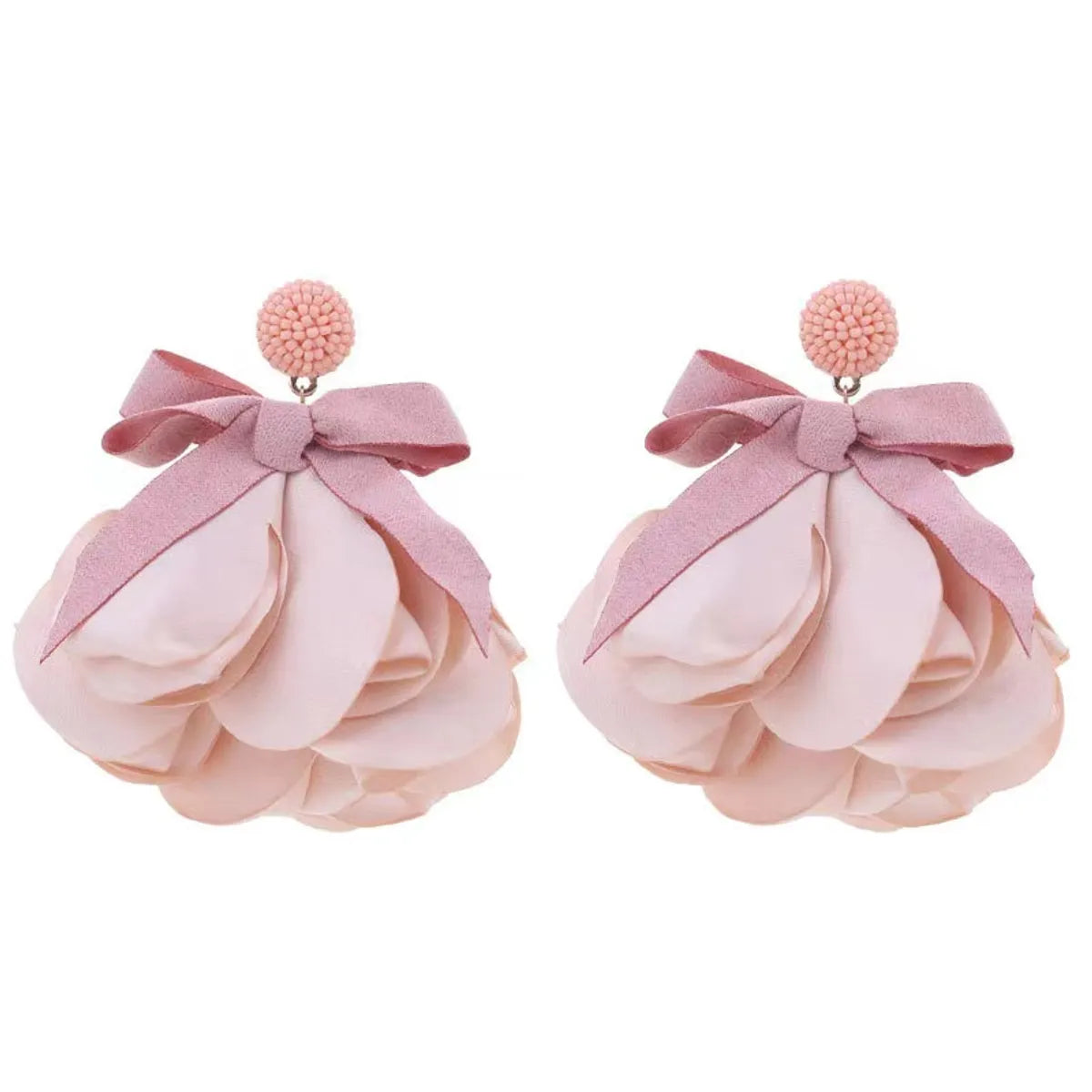 1 Pair Exaggerated Vacation Flower Cloth Drop Earrings