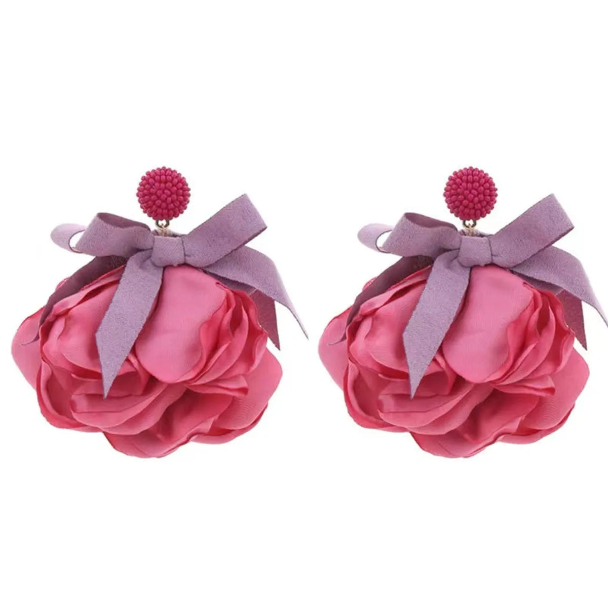 1 Pair Exaggerated Vacation Flower Cloth Drop Earrings