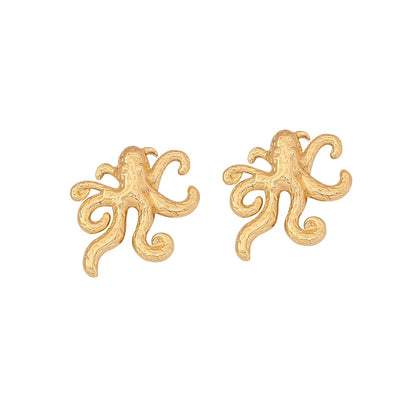 1 Pair Exaggerated Vacation Octopus Irregular 304 Stainless Steel 18K Gold Plated Ear Studs