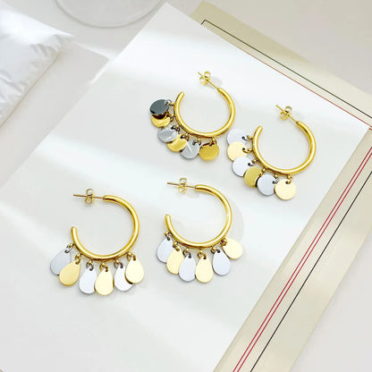 1 Pair Exaggerated Water Droplets Plating Stainless Steel Gold Plated Earrings