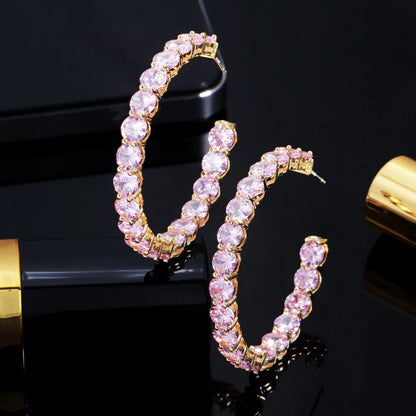 1 Pair Exaggerated Wedding Romantic Circle Inlay Copper Zircon Earrings