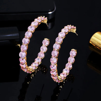 1 Pair Exaggerated Wedding Romantic Circle Inlay Copper Zircon Earrings