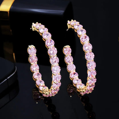 1 Pair Exaggerated Wedding Romantic Circle Inlay Copper Zircon Earrings