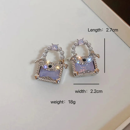 1 Pair Fairy Style Bag Inlay Alloy Artificial Pearls Zircon Earrings