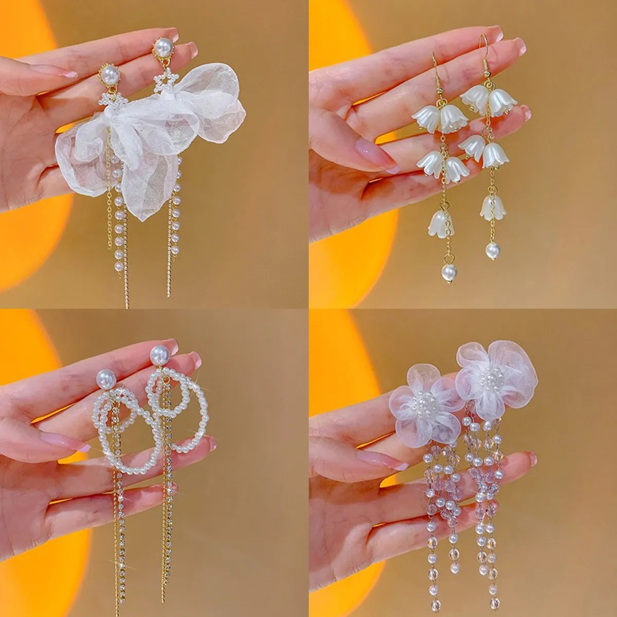 1 Pair Fairy Style Basic Sweet Flower Alloy Drop Earrings