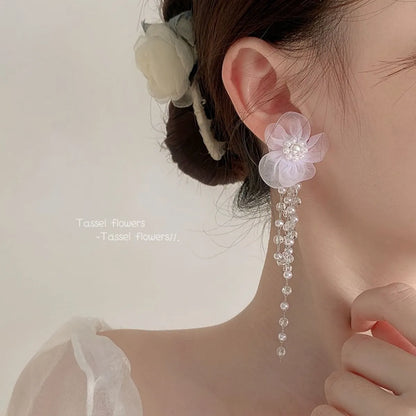 1 Pair Fairy Style Basic Sweet Flower Alloy Drop Earrings