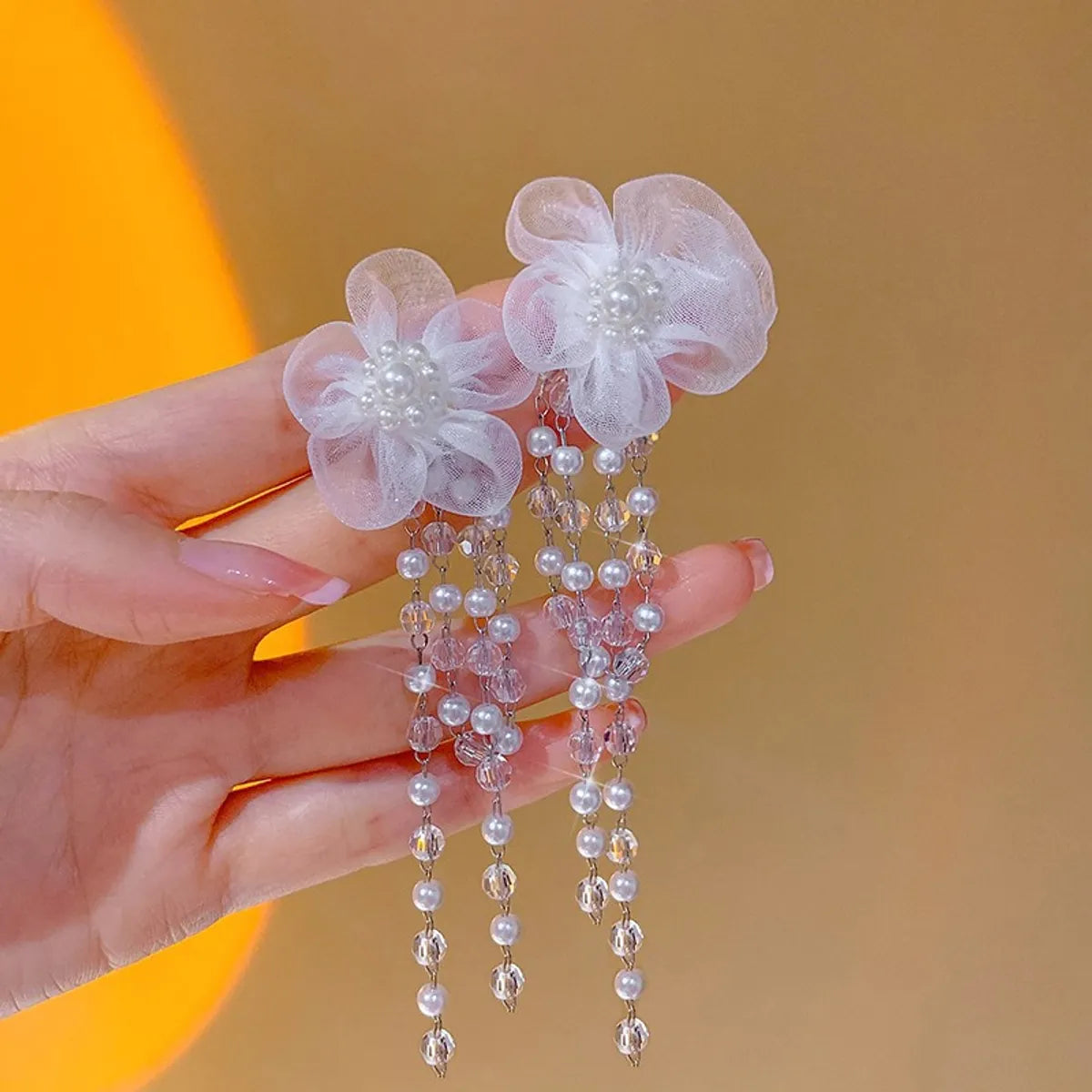 1 Pair Fairy Style Basic Sweet Flower Alloy Drop Earrings