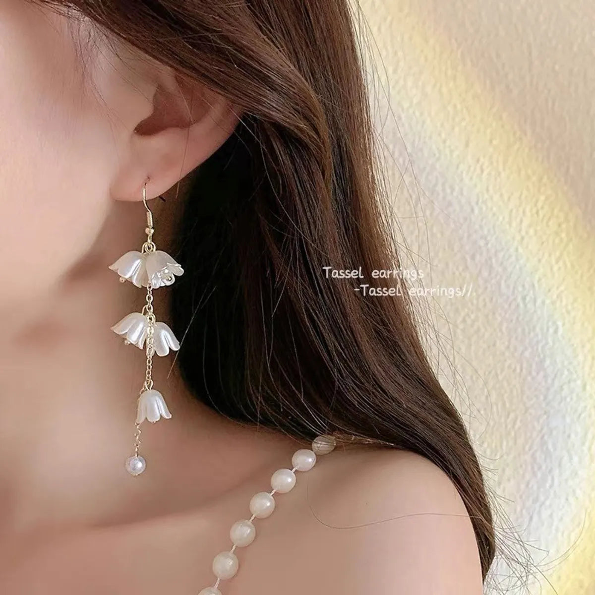 1 Pair Fairy Style Basic Sweet Flower Alloy Drop Earrings