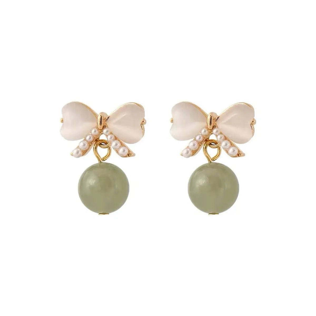 1 Pair Fairy Style Bow Knot Alloy Plating Artificial Pearls Opal Women's Drop Earrings