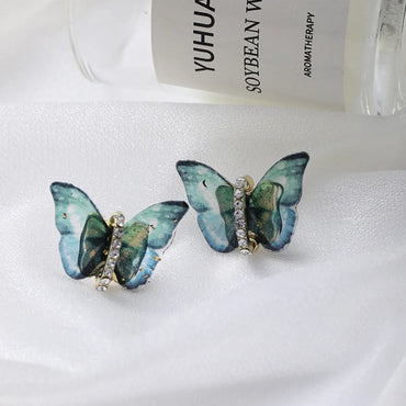 1 Pair Fairy Style Butterfly Plating Inlay Metal Zircon Gold Plated Ear Studs