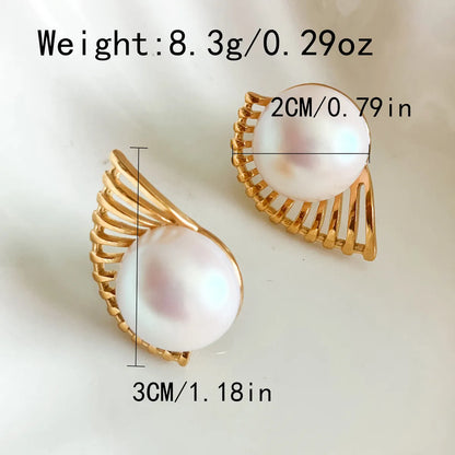 1 Pair Fairy Style Casual Korean Style Sector Flower Butterfly Plating Inlay 304 Stainless Steel Artificial Gemstones Artificial Pearls Gold Plated Ear Studs