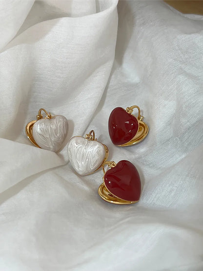 1 Pair Fairy Style Cute Heart Shape Enamel Plating Alloy Gold Plated Ear Studs