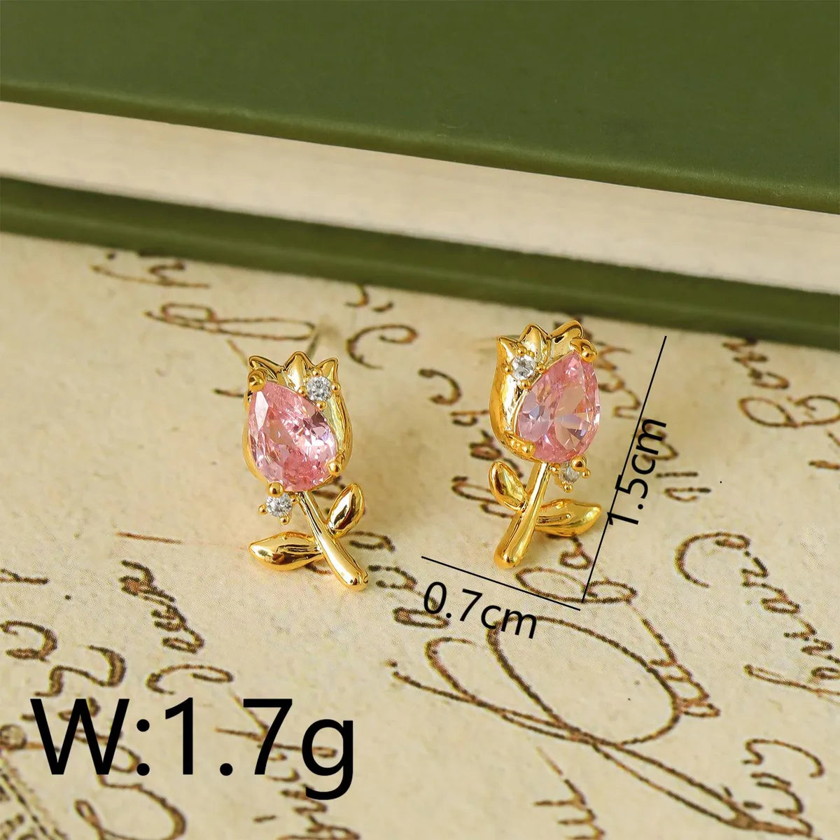 1 Pair Fairy Style Elegant Classic Style Flower Tulip Polishing Plating Inlay Copper Zircon 18K Gold Plated Ear Studs