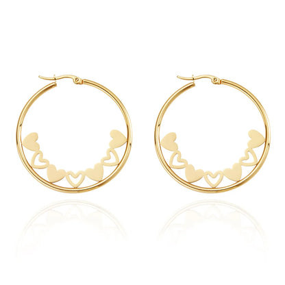 1 Pair Fairy Style Elegant Lady Round Inlay 201 Stainless Steel Rhinestones Hoop Earrings