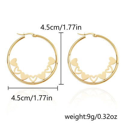 1 Pair Fairy Style Elegant Lady Round Inlay 201 Stainless Steel Rhinestones Hoop Earrings