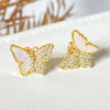 1 Pair Fairy Style Elegant Novelty Butterfly Inlay Copper Shell Zircon Ear Studs