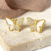 1 Pair Fairy Style Elegant Novelty Butterfly Inlay Copper Shell Zircon Ear Studs