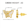 1 Pair Fairy Style Elegant Novelty Butterfly Inlay Copper Shell Zircon Ear Studs
