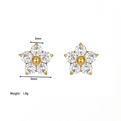 1 Pair Fairy Style Elegant Sweet Flower Plating Inlay Stainless Steel Zircon Ear Studs