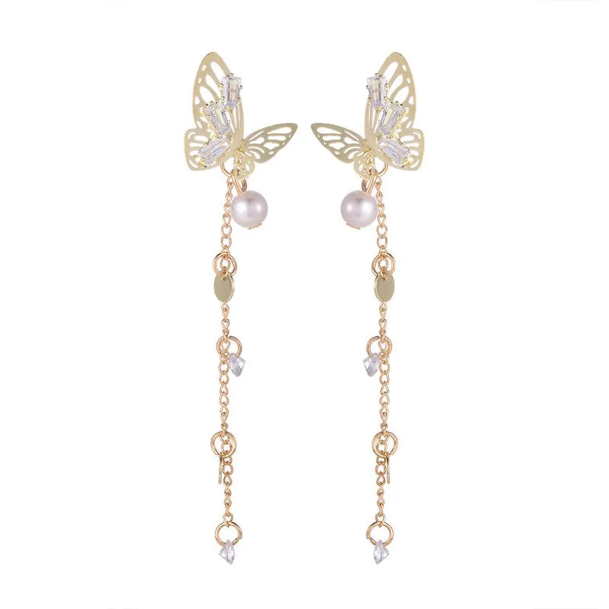 1 Pair Fairy Style Korean Style Butterfly Pearl Alloy Drop Earrings