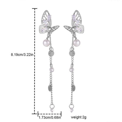 1 Pair Fairy Style Korean Style Butterfly Pearl Alloy Drop Earrings