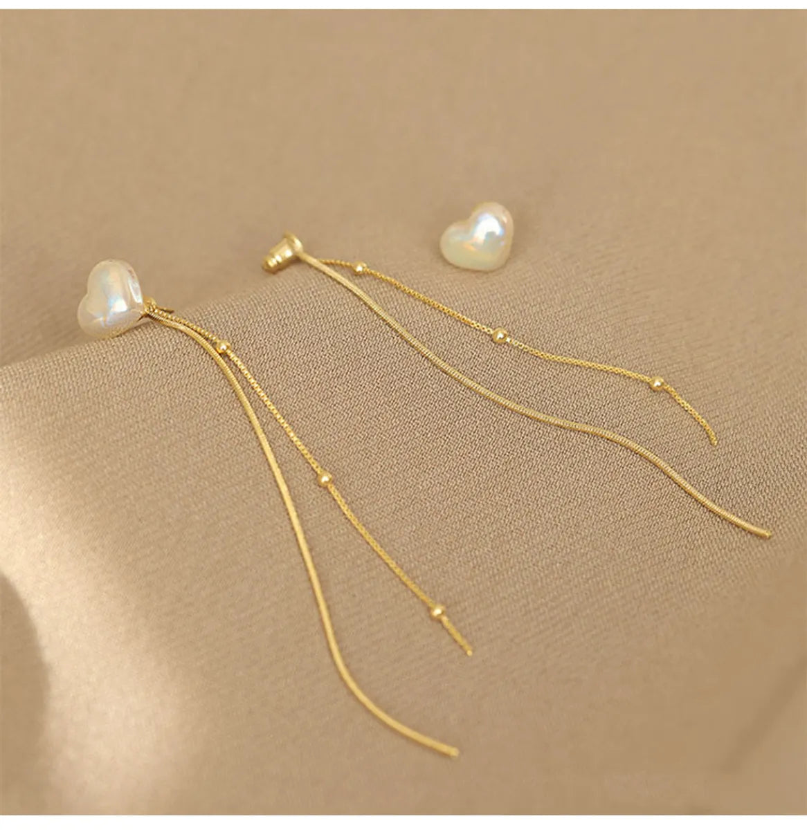 1 Pair Fairy Style Korean Style Heart Shape Inlay Alloy Artificial Pearls Dangling Earrings