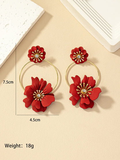 1 Pair Fairy Style Retro Korean Style Flower Plating Alloy Drop Earrings