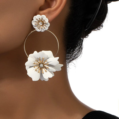 1 Pair Fairy Style Retro Korean Style Flower Plating Alloy Drop Earrings