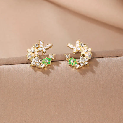 1 Pair Fairy Style Sweet Butterfly Hollow Out Inlay Alloy Zircon Ear Studs