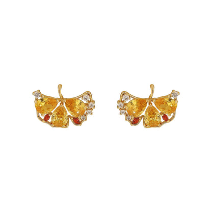 1 Pair Fairy Style Sweet Maple Leaf Plating Copper 18K Gold Plated Ear Studs