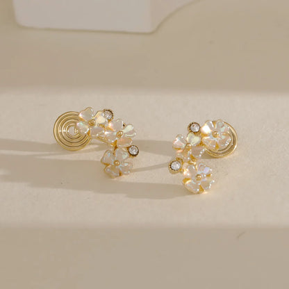 1 Pair Fairy Style Sweet Simple Style Flower Inlay Copper Zircon 18K Gold Plated Ear Cuffs