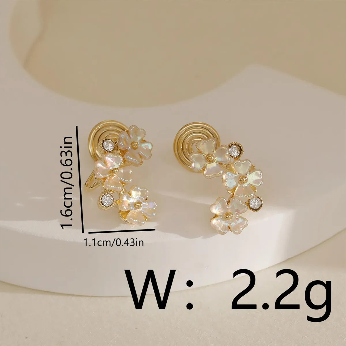 1 Pair Fairy Style Sweet Simple Style Flower Inlay Copper Zircon 18K Gold Plated Ear Cuffs