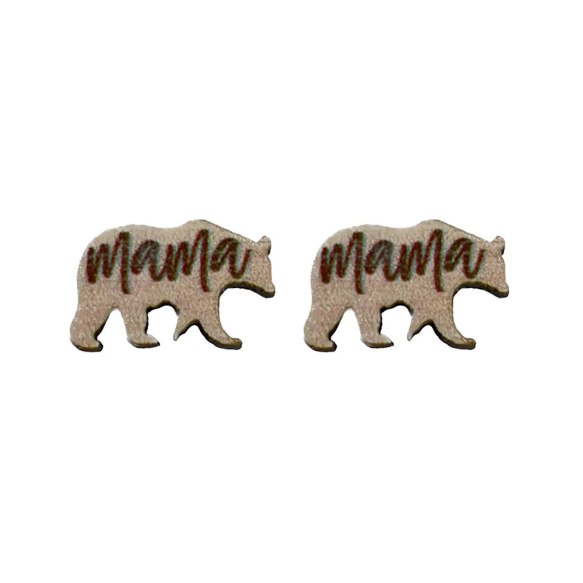 1 Pair Fashion Animal Letter Wood Printing Women's Ear Studs